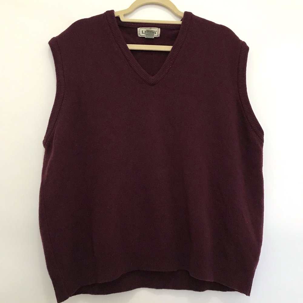 L.L.Bean Lambswool Sweater Vest - Burgundy Size XXL